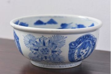 アンティーク雑貨　江戸期　古伊万里　染付　雲龍文　深鉢(深皿)(2)
