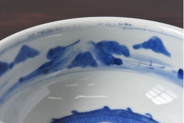 アンティーク雑貨　江戸期　古伊万里　染付　雲龍文　深鉢(深皿)(2)