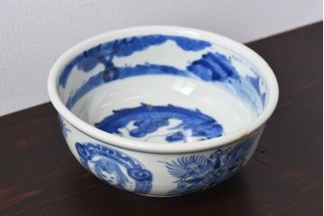 アンティーク雑貨　江戸期　古伊万里　染付　雲龍文　深鉢(深皿)(3)