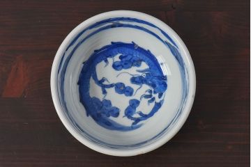 アンティーク雑貨　江戸期　古伊万里　染付　雲龍文　深鉢(深皿)(3)