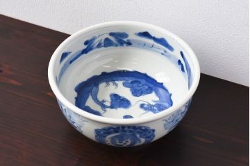 アンティーク雑貨　江戸期　古伊万里　染付　雲龍文　深鉢(深皿)
