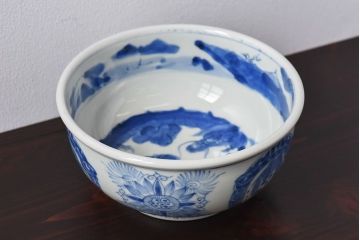 アンティーク雑貨　江戸期　古伊万里　染付　雲龍文　深鉢(深皿)