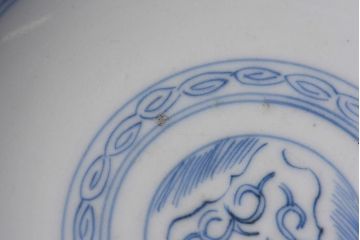 アンティーク雑貨　江戸時代後期　伊万里焼　線描染付　蓋茶碗2客セット(1)
