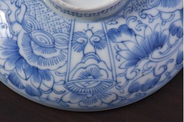 アンティーク雑貨　江戸時代後期　伊万里焼　線描染付　蓋茶碗2客セット(2)