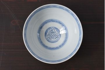 アンティーク雑貨　江戸時代後期　伊万里焼　線描染付　蓋茶碗2客セット(2)