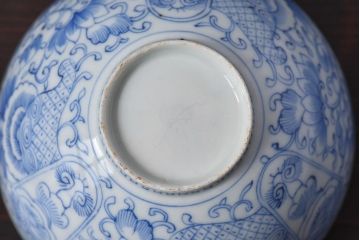 アンティーク雑貨　江戸時代後期　伊万里焼　線描染付　蓋茶碗2客セット(2)