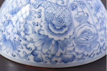 アンティーク雑貨　江戸時代後期　伊万里焼　線描染付　蓋茶碗2客セット(2)