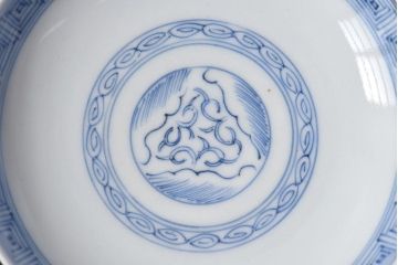 アンティーク雑貨　江戸時代後期　伊万里焼　線描染付　蓋茶碗2客セット(2)