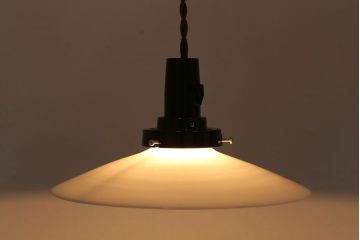 昭和レトロ　温かみのある平笠のシェード(天井照明、電笠)(3)