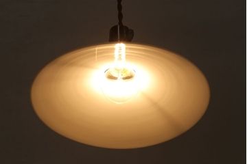 昭和レトロ　温かみのある平笠のシェード(天井照明、電笠)(3)