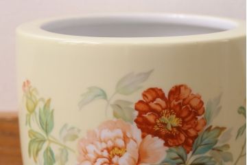 アンティーク雑貨　ノリタケ・則武(日陶)　昭和初期　牡丹の図　小さな火鉢(手あぶり、鉢カバー)(3)