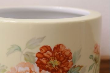 アンティーク雑貨　ノリタケ・則武(日陶)　昭和初期　牡丹の図　小さな火鉢(手あぶり、鉢カバー)(3)