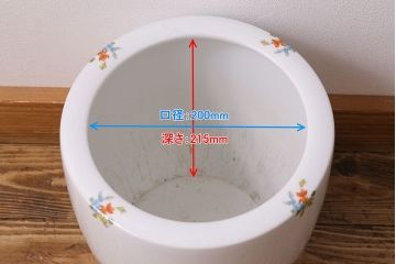 アンティーク雑貨　オールドノリタケ(日陶)　色絵　草花　上品な雰囲気漂う壱型火鉢(鉢カバー、傘立て)(3)