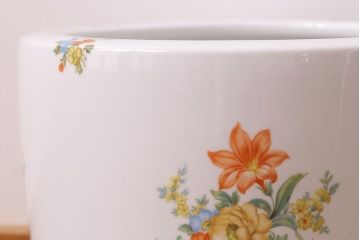 アンティーク雑貨　オールドノリタケ(日陶)　色絵　草花　上品な雰囲気漂う壱型火鉢(鉢カバー、傘立て)(3)