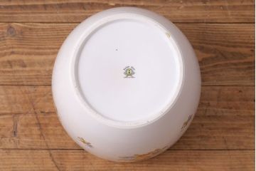 アンティーク雑貨　オールドノリタケ(日陶)　色絵　草花　上品な雰囲気漂う壱型火鉢(鉢カバー、傘立て)(3)