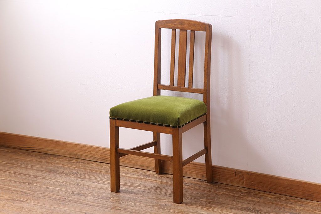 アンティーク家具　和製アンティーク　落ち着きのある色味のナラ材のチェア(椅子、ダイニングチェア)(3)