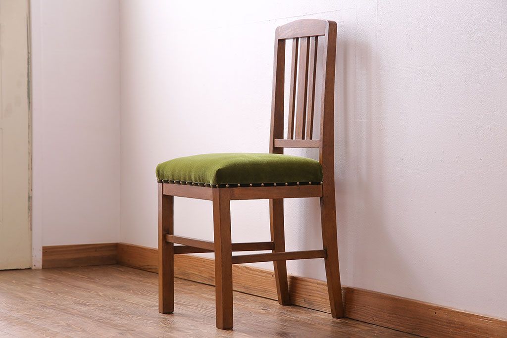 アンティーク家具　和製アンティーク　落ち着きのある色味のナラ材のチェア(椅子、ダイニングチェア)(3)