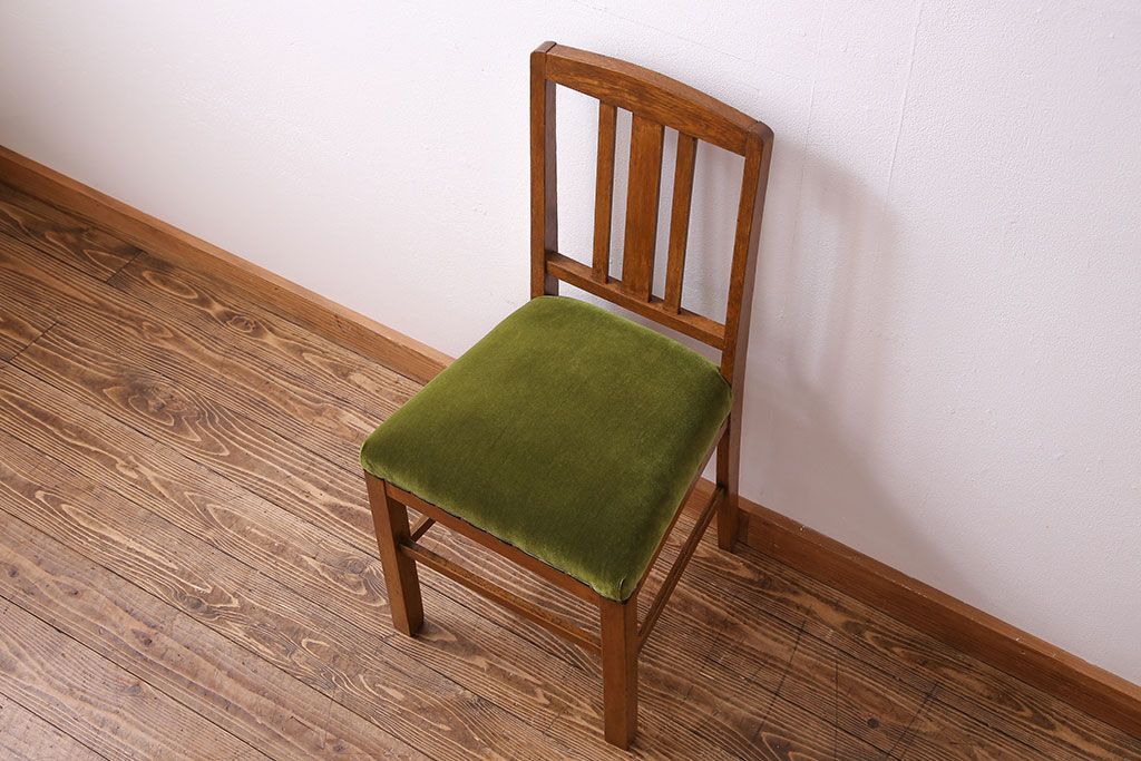 アンティーク家具　和製アンティーク　落ち着きのある色味のナラ材のチェア(椅子、ダイニングチェア)(3)