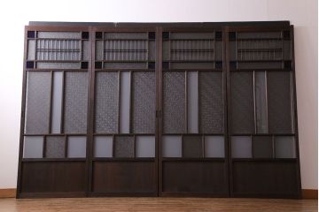 【M様ご成約済み・ご決済用】大正ロマン香る当時物の色ガラスが美しいガラス引き戸(ガラス戸、建具)4枚セット