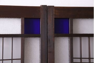 【M様ご成約済み・ご決済用】大正ロマン香る当時物の色ガラスが美しいガラス引き戸(ガラス戸、建具)4枚セット