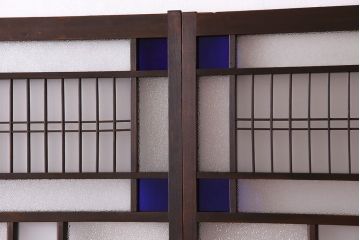 【M様ご成約済み・ご決済用】大正ロマン香る当時物の色ガラスが美しいガラス引き戸(ガラス戸、建具)4枚セット