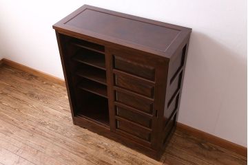 ビンテージ　松本民芸家具 落ち着いた雰囲気のA型下駄箱(収納棚)(定価約24万円)(1)