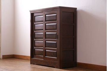 ビンテージ　松本民芸家具 落ち着いた雰囲気のA型下駄箱(収納棚)(定価約24万円)(1)