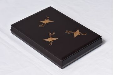 アンティーク雑貨　未使用　平安象彦　松喰鶴蒔絵手許箱(漆器)