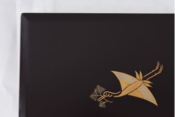 アンティーク雑貨　未使用　平安象彦　松喰鶴蒔絵手許箱(漆器)