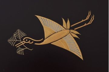 アンティーク雑貨　未使用　平安象彦　松喰鶴蒔絵手許箱(漆器)
