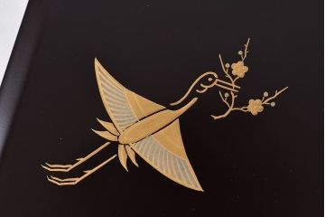 アンティーク雑貨　未使用　平安象彦　松喰鶴蒔絵手許箱(漆器)