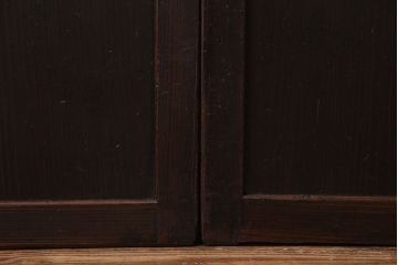 古民具・骨董　古い木の渋さが魅力の帯戸(板戸、引き戸、建具)4枚セット