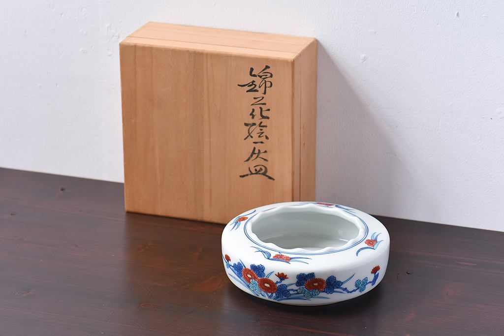 アンティーク雑貨　十三代今泉今右衛門　錦花絵灰皿(未使用)