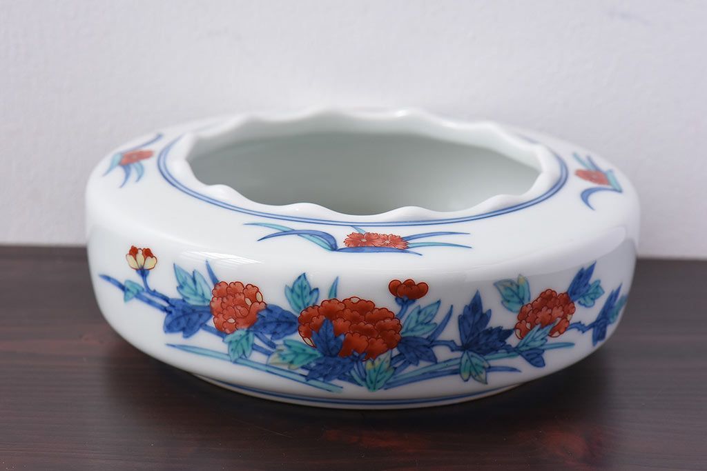 アンティーク雑貨　十三代今泉今右衛門　錦花絵灰皿(未使用)