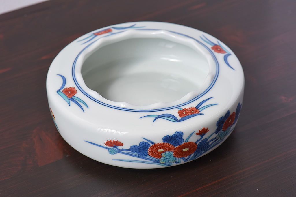 アンティーク雑貨　十三代今泉今右衛門　錦花絵灰皿(未使用)