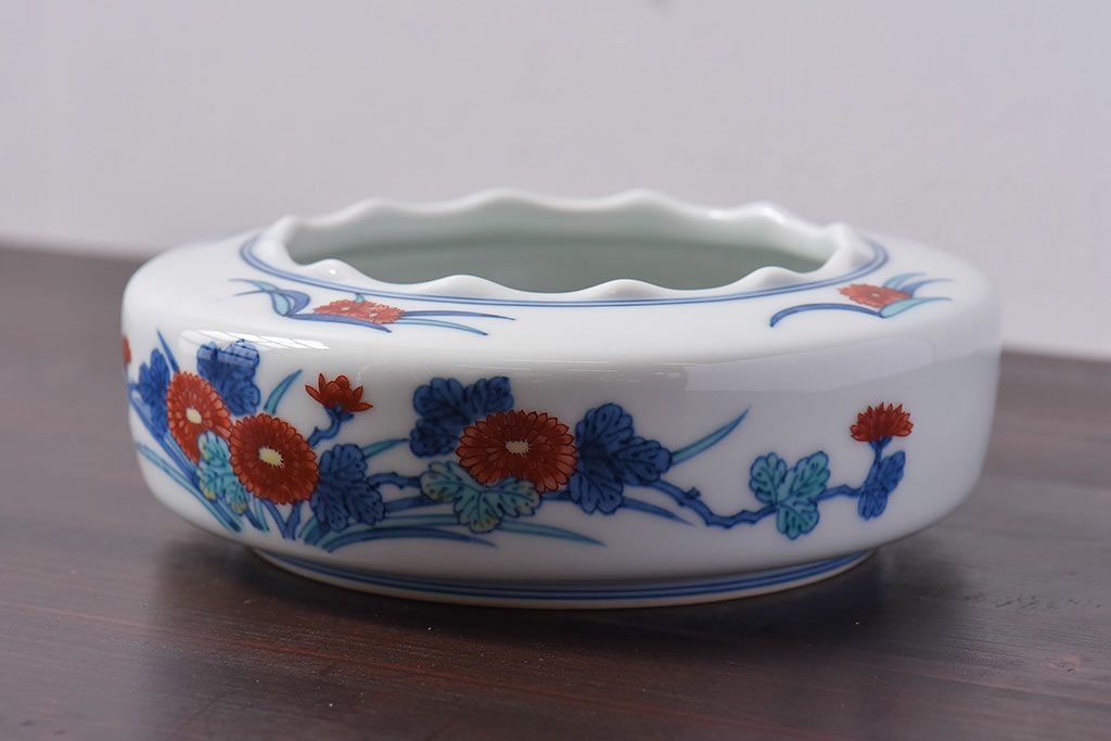 アンティーク雑貨　十三代今泉今右衛門　錦花絵灰皿(未使用)