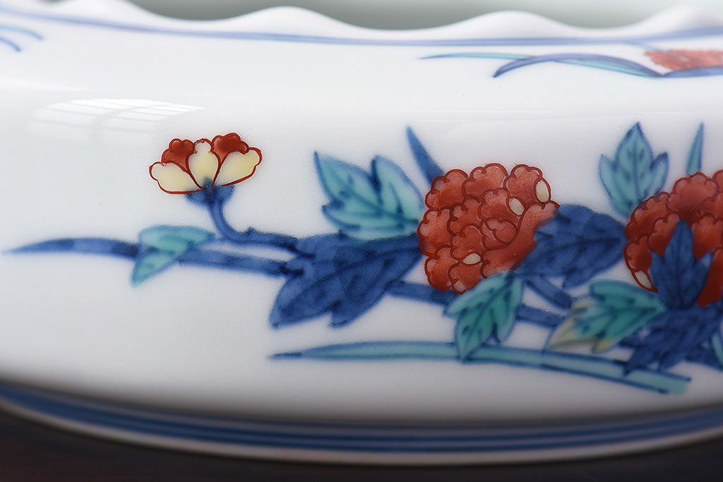 アンティーク雑貨　十三代今泉今右衛門　錦花絵灰皿(未使用)