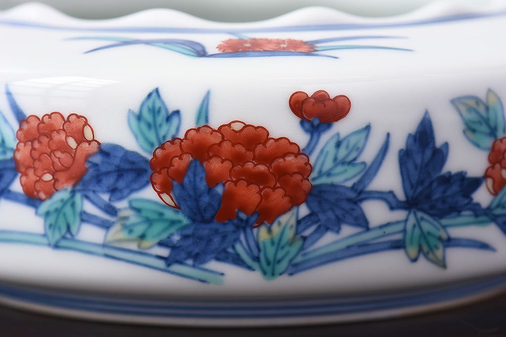 アンティーク雑貨　十三代今泉今右衛門　錦花絵灰皿(未使用)