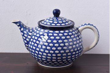 アンティーク雑貨　ポーランド　ボレスワヴィエツ　ピーコック・アイズ　ティーポット(キッチン雑貨)