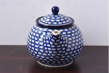 アンティーク雑貨　ポーランド　ボレスワヴィエツ　ピーコック・アイズ　ティーポット(キッチン雑貨)