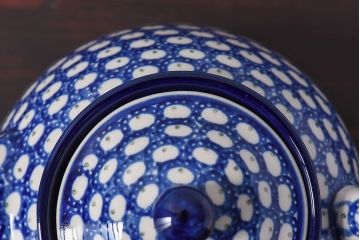 アンティーク雑貨　ポーランド　ボレスワヴィエツ　ピーコック・アイズ　ティーポット(キッチン雑貨)