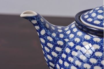 アンティーク雑貨　ポーランド　ボレスワヴィエツ　ピーコック・アイズ　ティーポット(キッチン雑貨)