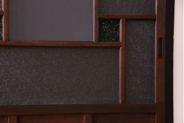 【K様ご決済用】大正ロマン　当時物色ガラス入り!ダイヤガラスとの組み合わせが美しいガラス引き戸(引き戸、ガラス戸、建具)