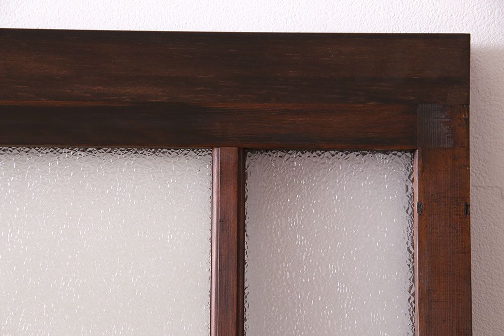 【K様ご決済用】大正ロマン　当時物色ガラス入り!ダイヤガラスとの組み合わせが美しいガラス引き戸(引き戸、ガラス戸、建具)