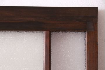 【K様ご決済用】大正ロマン　当時物色ガラス入り!ダイヤガラスとの組み合わせが美しいガラス引き戸(引き戸、ガラス戸、建具)