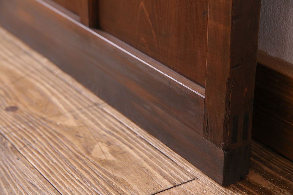 【K様ご決済用】大正ロマン　当時物色ガラス入り!ダイヤガラスとの組み合わせが美しいガラス引き戸(引き戸、ガラス戸、建具)