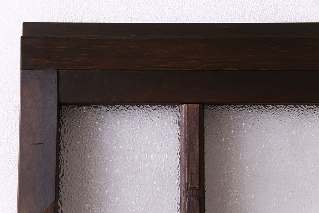 【K様ご決済用】大正ロマン　当時物色ガラス入り!ダイヤガラスとの組み合わせが美しいガラス引き戸(引き戸、ガラス戸、建具)