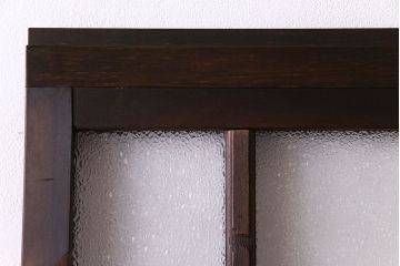 【K様ご決済用】大正ロマン　当時物色ガラス入り!ダイヤガラスとの組み合わせが美しいガラス引き戸(引き戸、ガラス戸、建具)
