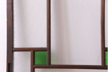 【K様ご決済用】大正ロマン　当時物色ガラス入り!ダイヤガラスとの組み合わせが美しいガラス引き戸(引き戸、ガラス戸、建具)