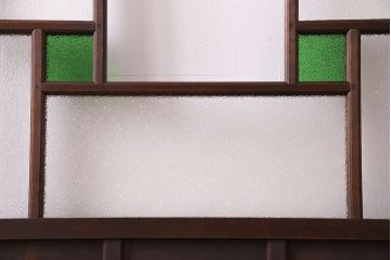 【K様ご決済用】大正ロマン　当時物色ガラス入り!ダイヤガラスとの組み合わせが美しいガラス引き戸(引き戸、ガラス戸、建具)